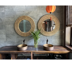 Rattan bathroom wall mirror