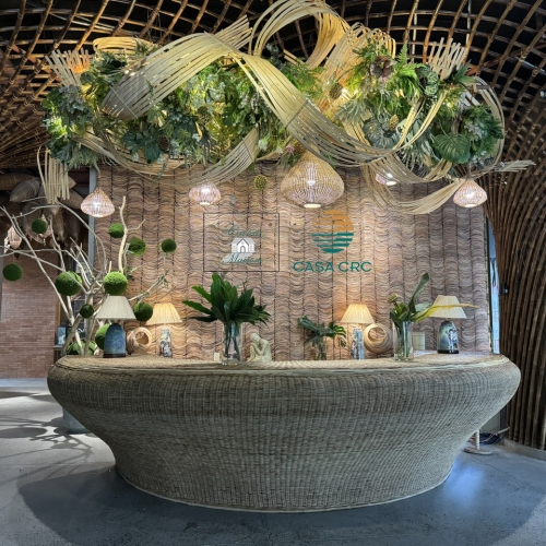 Bamboo and rattan reception desk
