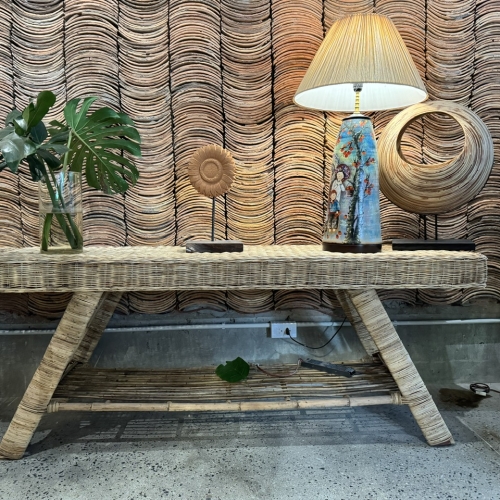 Decorative rattan table