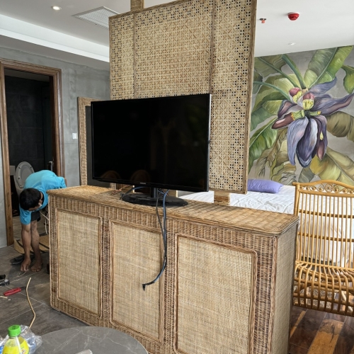 Rattan TV cabinet