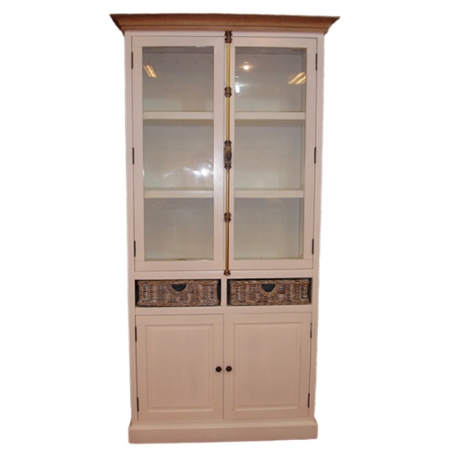 The tall cabinet has 2 rattan drawers